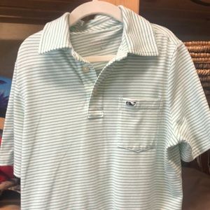 COPY - Vineyard vines boys small 8-10 polo green and white stripe